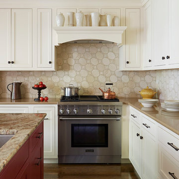 Strawberries and Cream Classic-white and red traditional kitchen