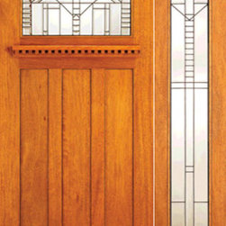 Mahogany Mission Style Prehung Door and Full lite Sidelite - Front Doors