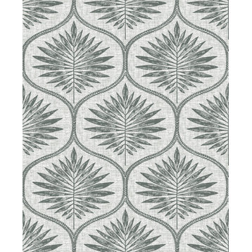 2861-25718 Laurel Grey Ogee Wallpaper Non Woven Material Botanical Theme