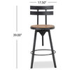 GDF Studio Modern Industrial Design Counter/Bar Stool, Adjustable Seat Height, Smooth Back