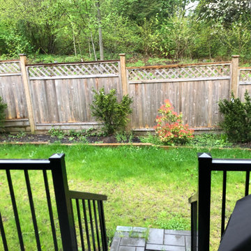 Pressure treated deck with aluminum awning cover over entrance