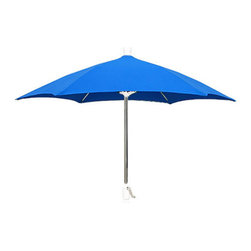 FiberBuilt Umbrellas LLC - 7.5' Hexagon Pacific Blue Patio Umbrella with with Bright Aluminium Finish - Outdoor Umbrellas
