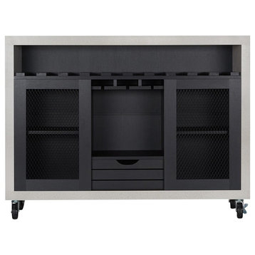 Furniture of America Raxon Industrial Wood Multi-Storage Buffet in Black