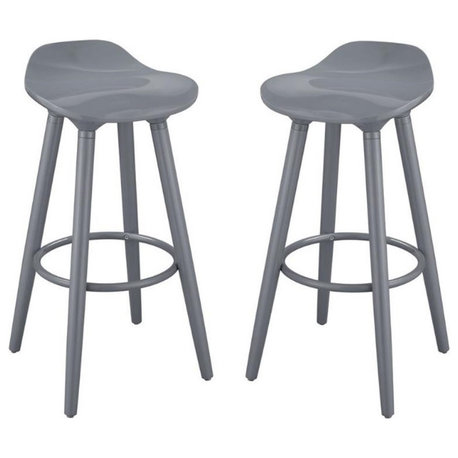 Home Square 2 Piece Caroline Bar Stool Set in Inspiration Grey