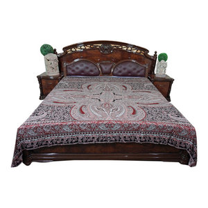 Mogul Interior - Moroccan Bedding, Pashmina Wool Blanket Throw, Paisley Indian - Blankets