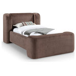 Meridian Furniture - Modena Upholstered Bed, Brown, Twin - Indulge in the allure of the Brown Chenille Fabric Modena Twin Bed by Meridian Furniture. Its captivating design and luxurious Brown Chenille Fabric elevate any space with effortless elegance. Crafted with precision and durability in mind, this stunning piece becomes the focal point of gatherings, fostering moments of connection and warmth. Embrace sophistication and style with the Modena Twin Bed, a testament to exquisite taste and timeless beauty.
