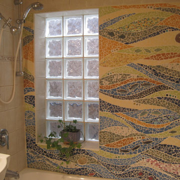 Ocean Currents Bathroom Mosaic in Private Residence