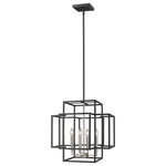 Z-lite - Z-Lite 454-18BK-BN Four Light Pendant Titania Black / Brushed Nickel - An architectural influence drives the stunning modern motif of this four-light pendant, leaving room for placement in a transitional space. Crafted from steel and given finishes in black and brushed nickel, its masterful mix of geometric and romantic candelabra bulb bases tell its own story.