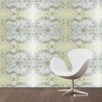 Blue Flowers Wallpaper - Large Scale