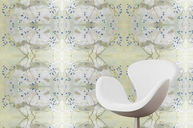 Blue Flowers Wallpaper - Large Scale