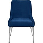 Meridian Furniture - The Ace Dining Chair, Navy and Chrome, Pleated Velvet, Set of 2 - Elegant and eye-catching, the stunning Navy Velvet Ace Dining Chair from Meridian Furniture is the perfect addition to any space.