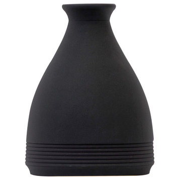 10in. Cone Stone Vase Black Matte