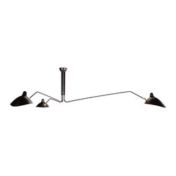 Serge Mouille Three-Arm Ceiling Lamp | Design Within Reach - Flush-mount Ceiling Lighting