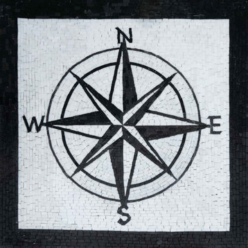 Black and White Compass - Simple Mosaic