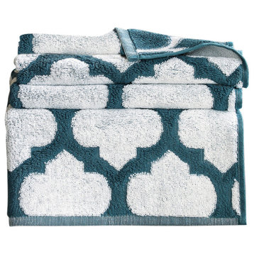 Taylor Face Towel  White withTurquoise