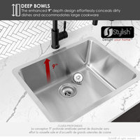 STYLISH 21 inch Single Bowl Undermount and Drop-in Stainless Steel Kitchen Sink