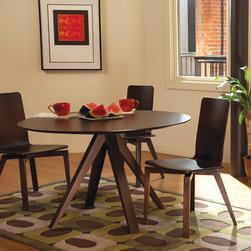 Nova Round Maple Dining Table with Strata Texture Top in Java Finish - Products