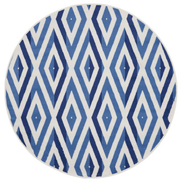 Nourison Whimsicle 5' x Round Ivory Blue Modern Indoor Area Rug