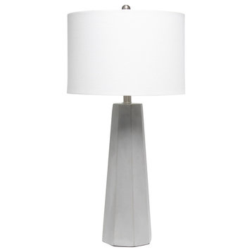 Lalia Home Concrete Pillar Table Lamp With White Fabric Shade