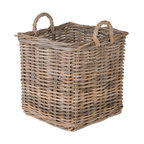 Kobo Square Rattan Basket, Gray-Brown, 20"x20"x22"