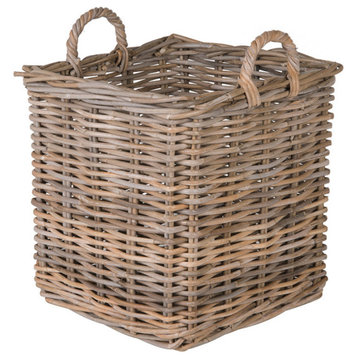 Kobo Square Rattan Basket, Gray-Brown, 20"x20"x22"