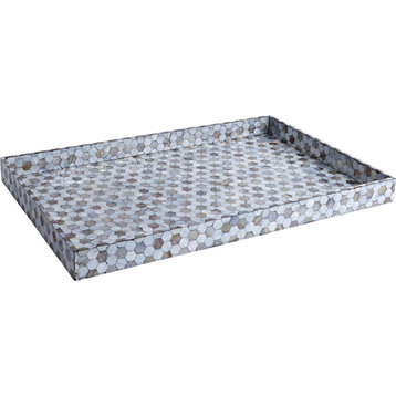 Mother of Pearl Tray - Pale Blue, Large