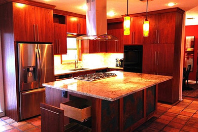 This is an example of a transitional kitchen in Houston.