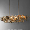 Postmodern Grey/Gold Metal Art Rectangle Chandelier For Dining room, Golden, L31.5"