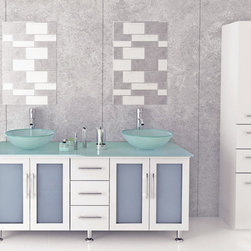 Abaco 59 inch Double Vessel Sink Bathroom Vanity White Finish - Bathroom Vanities And Sink Consoles