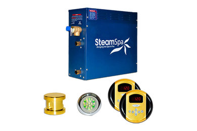 SteamSpa Royal 4.5kw Steam Generator Package in Polished Brass