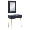 Set of 2 Black Wood Contemporary Console Table with Mirror, 31" x 31" x 16"