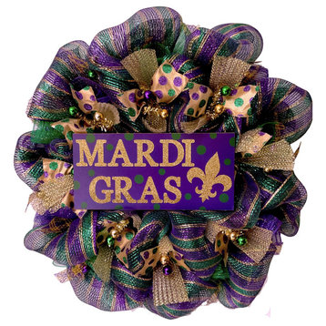 Mardi Gras Handmade Deco Mesh Wreath