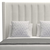 Nativa Interiors Aylet Vertical Channel Tufted Bed, Off White, King, High 87"