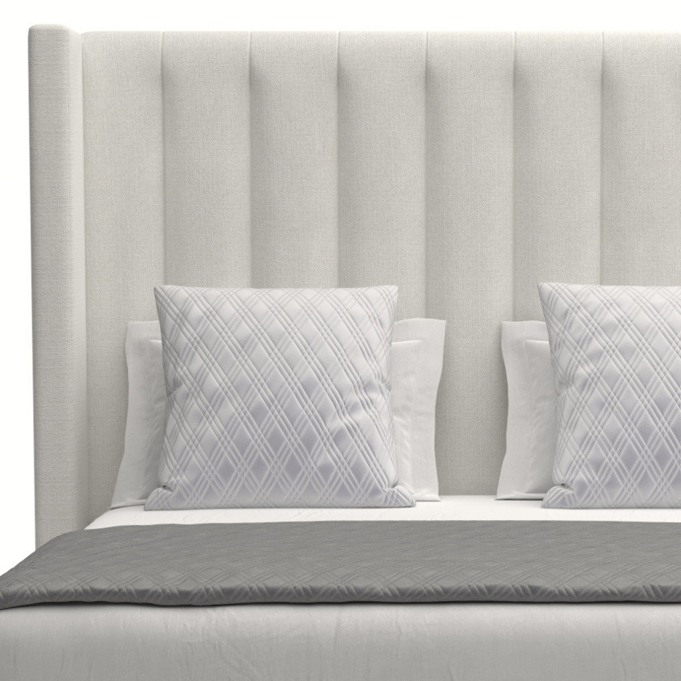 Nativa Interiors Aylet Vertical Channel Tufted Bed, Off White, King, High 87"