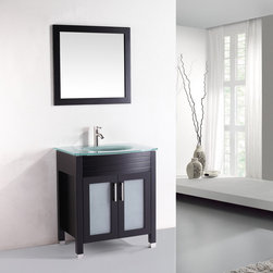 Vanova VA101-30E Espresso Cabinet, Basin & Mirror Brown Vanity - Bathroom Vanities And Sink Consoles