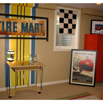 Racing stripes boys bedroom