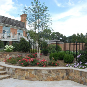 Western Maryland Wall Stone Retaining Wall with Custom Travertine Cap