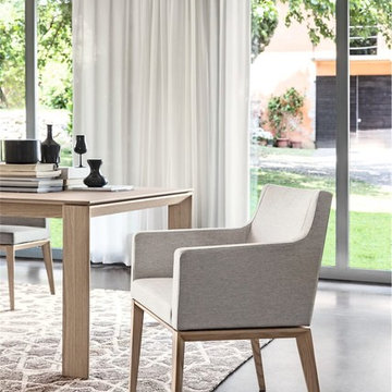 Bess Upholstered Wood Armchair- Natural Frame- Denver Sand Seat Finish