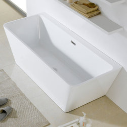 58" x 28" White Rectangle Soaking Free-Standing Bathtub - Bathtubs