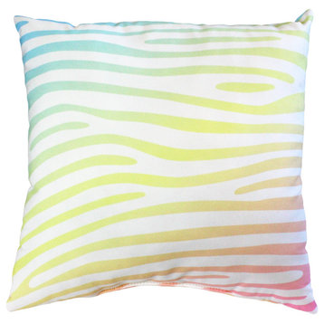 Zebra Print Decorative Pillow, 16x16, Pastel Gradient/White