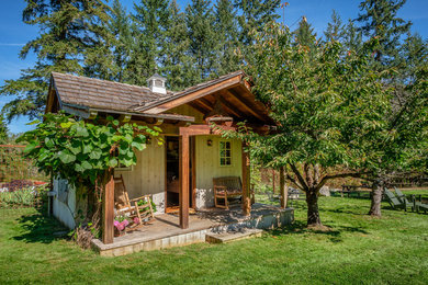 This is an example of a small country backyard verandah in Seattle.