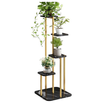 Multi-Shelves Nordic Luxury Plant Stand, Black, H36.6"