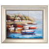Benzara Metal Photo Frames With Boat Scene Paintings, 4-Piece Set, Silver