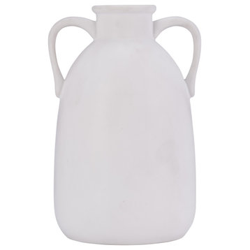 Ceramic 10"H Eared Vase, White