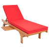 Safavieh Outdoor Newport Chaise Lounge Chair With Side Table Natural/Red