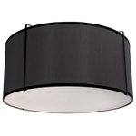 Dainolite - Flush Mount Trapezoid LED Ceiling Light, Black, 2-Light - 12" All Black Trapezoid Flush Mount 2 light Drum Fixture. This 2 light LED compatible is recommended for the ceiling in a Foyer or Hall. It requires 2 incandescent bulbs, is covered by a 1 Year Warranty and is suitable for either a residental or commercial space.