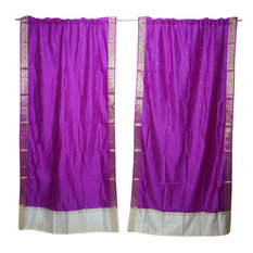 Mogul Interior - 2 Purple Sheer Sari Panel Rod Pocket Draperies College Door Panel 84x44 - Curtains