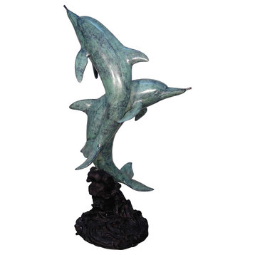 2-Dolphins Bronze Fountain Sculpture
