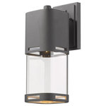Z-Lite - Lestat 1 Light Outdoor Wall Light in Black - With its craftsmen inspired design, the Lestat collection provides contemporary outdoor d�cor as well as the latest in LED technology. Available in 3 sizes and finished in Deep Bronze, Black, or Silver, these aluminum fixtures are constructed to help protect from corrosion.