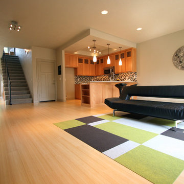 Living Room + Kitchen + Eating Area in Urban townhome